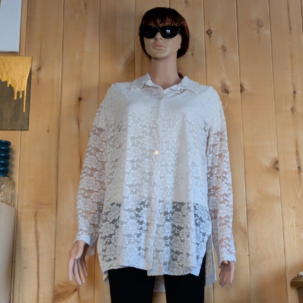 Impressions Cream Lace Blouse